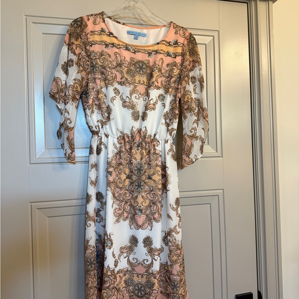 Antonio Melani - Elegant White and Gold Dress - Size 0
